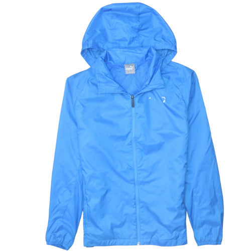 Puma Men's Blue Hooded Windbreaker Jacket Size S