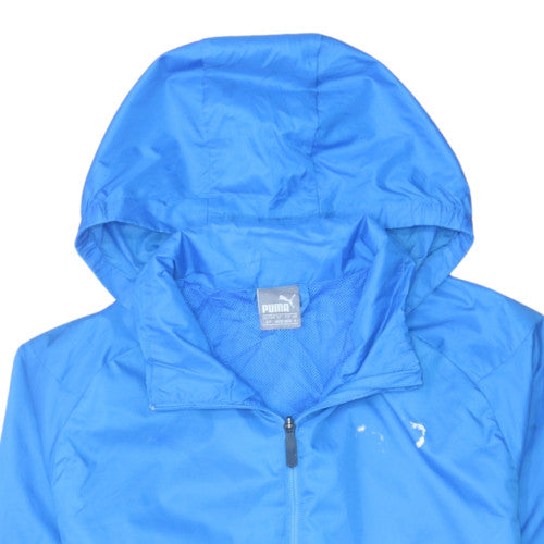 Puma Men's Blue Hooded Windbreaker Jacket Size S