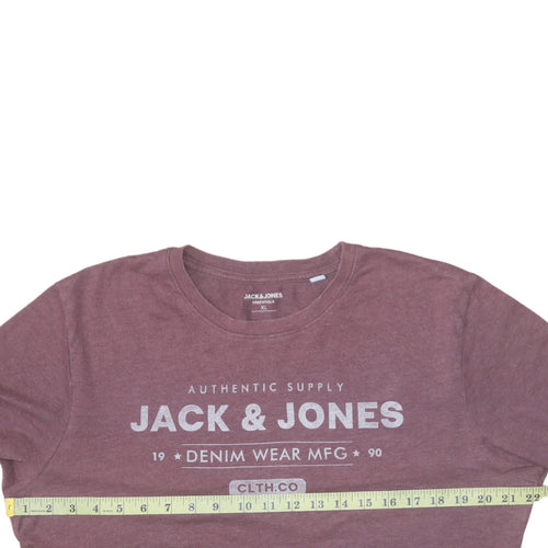 Jack & Jones Men's Brown Graphic Crew Neck T-Shirt XL