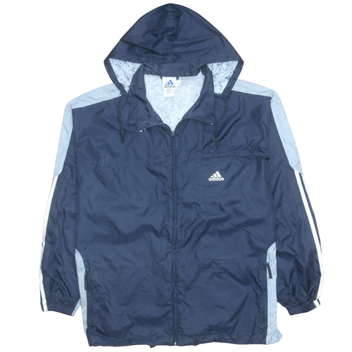 Adidas Men's Blue Hooded Windbreaker Jacket Size L