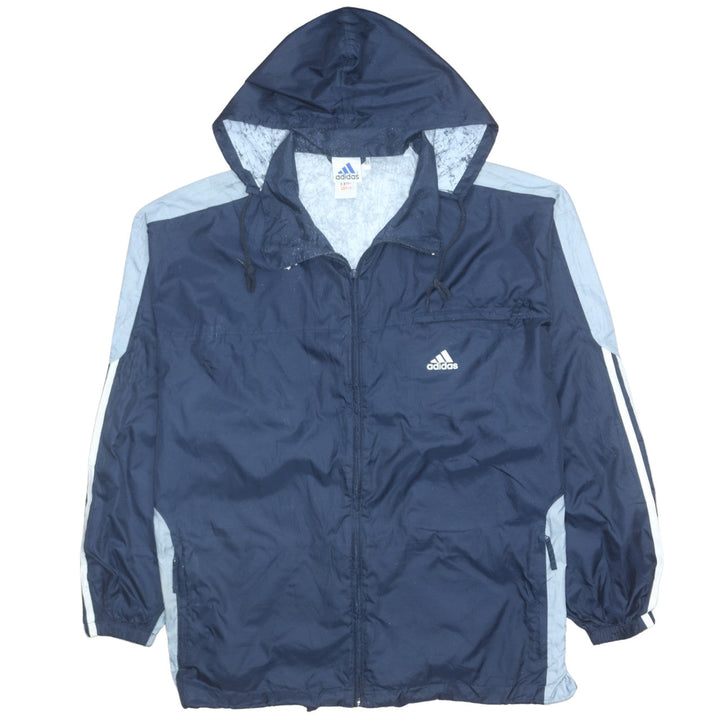Adidas Men's Blue Hooded Windbreaker Jacket Size L