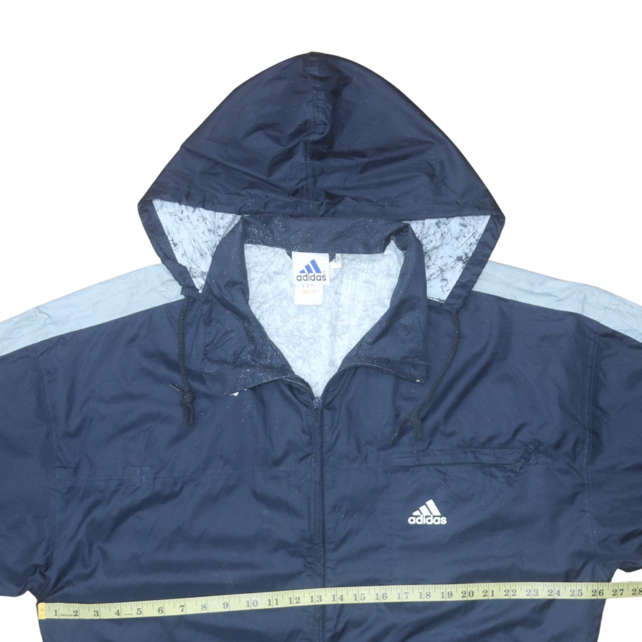 Adidas Men's Blue Hooded Windbreaker Jacket Size L
