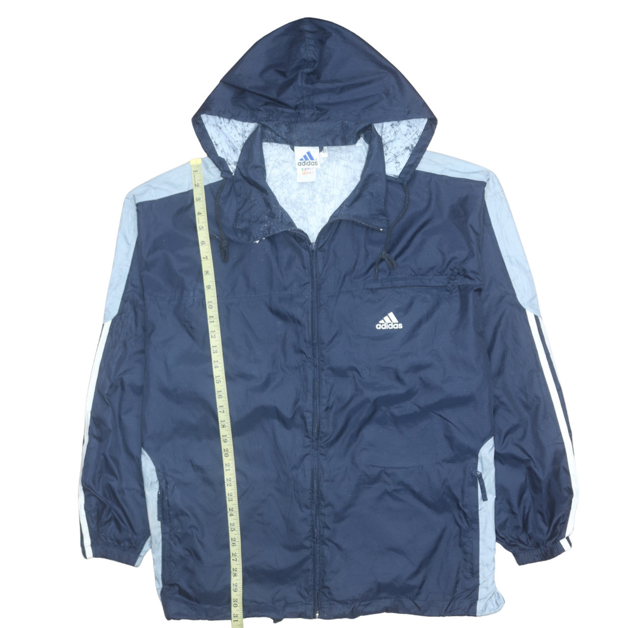 Adidas Men's Blue Hooded Windbreaker Jacket Size L