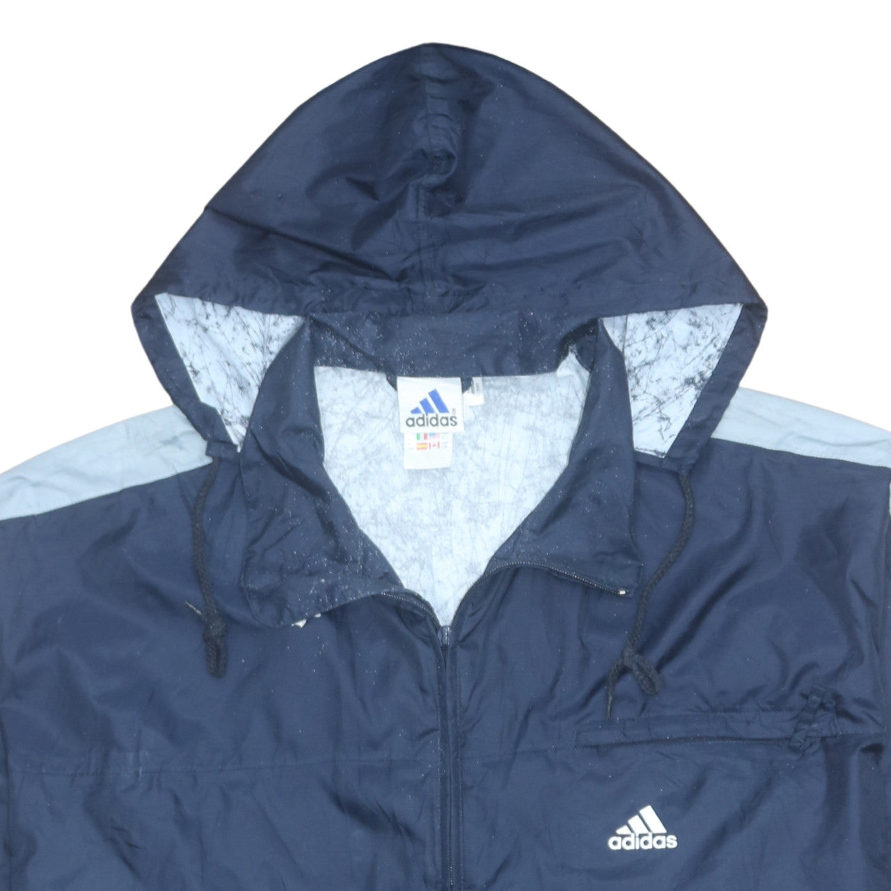 Adidas Men's Blue Hooded Windbreaker Jacket Size L