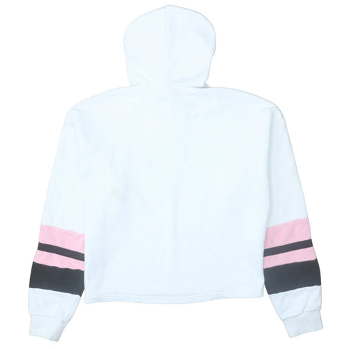 Fila Womens White Pink Stripe Cropped Hoodie XL Casual