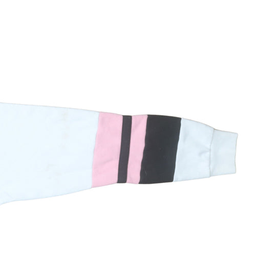 Fila Womens White Pink Stripe Cropped Hoodie XL Casual