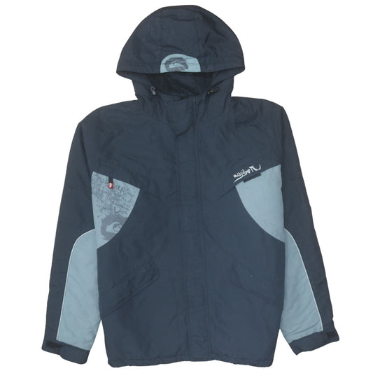 Quiksilver Mens Blue Hooded Parka Jacket Size L Water Resistant