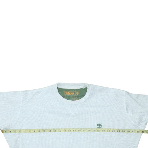 Timberland Men's Grey Waffle-Knit Cotton Crew Neck Pullover L