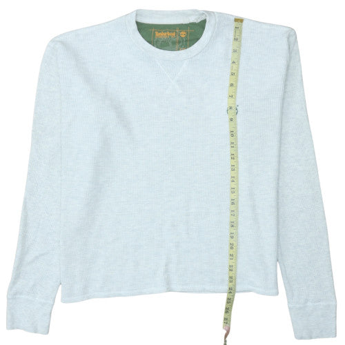 Timberland Men's Grey Waffle-Knit Cotton Crew Neck Pullover L