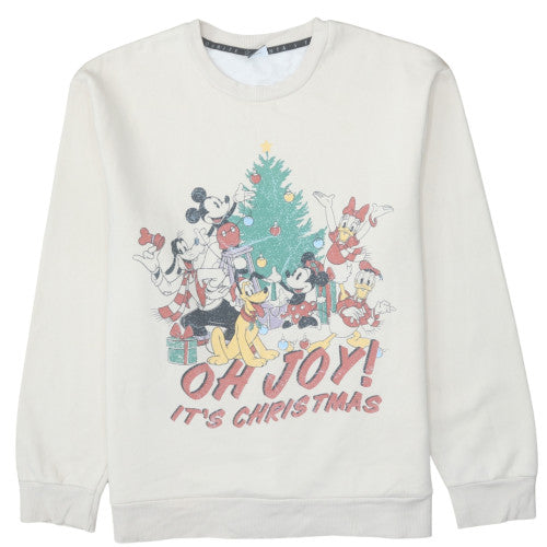 Disney at George Womens Beige Christmas Sweatshirt L 16-18 Crew Neck