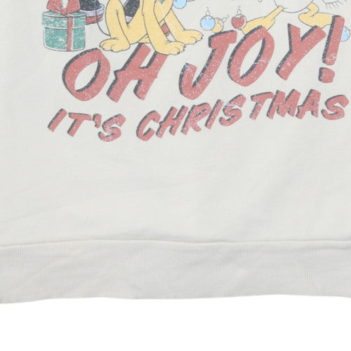 Disney at George Womens Beige Christmas Sweatshirt L 16-18 Crew Neck