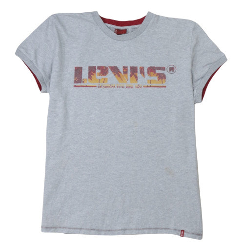 Levi's Men’s Grey Red Tab Graphic Print Crew Neck T-Shirt Medium