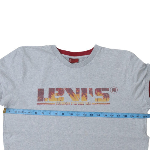 Levi's Men’s Grey Red Tab Graphic Print Crew Neck T-Shirt Medium