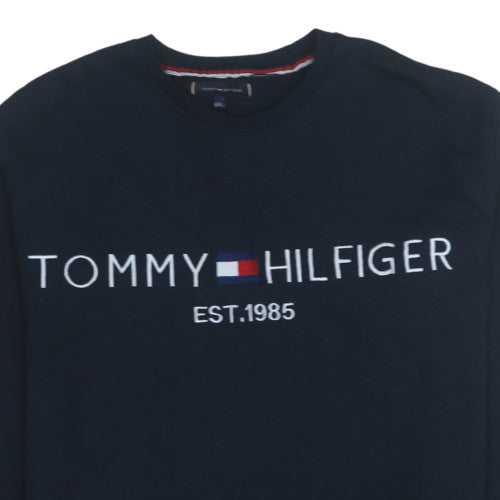 Tommy Hilfiger Men's Blue Logo Crew Neck Pullover Sweatshirt 2XL