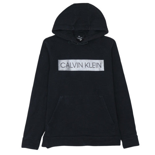 Calvin Klein Men's Black Pullover Hoodie S Fleece Logo Sweatshirt