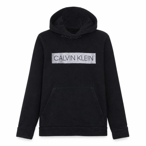 Calvin Klein Men's Black Pullover Hoodie S Fleece Logo Sweatshirt