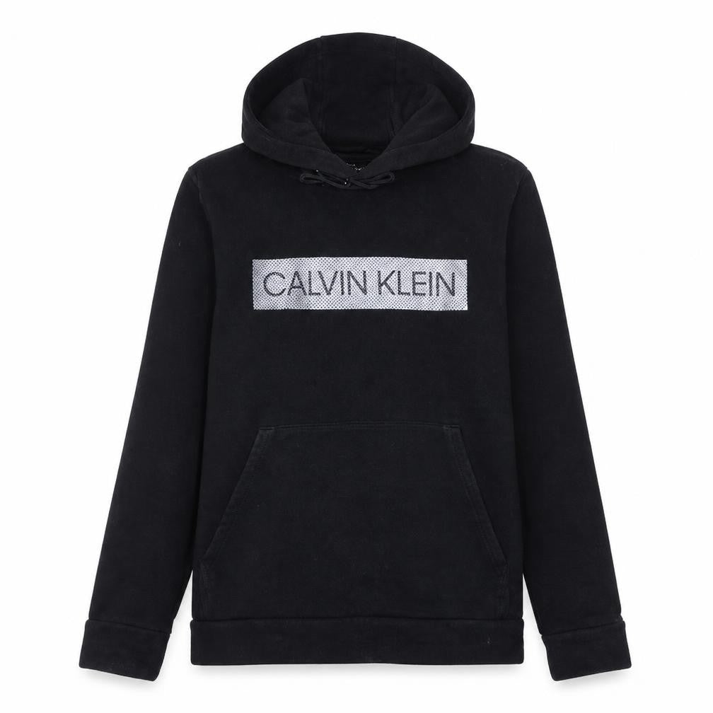 Calvin Klein Men's Black Pullover Hoodie S Fleece Logo Sweatshirt