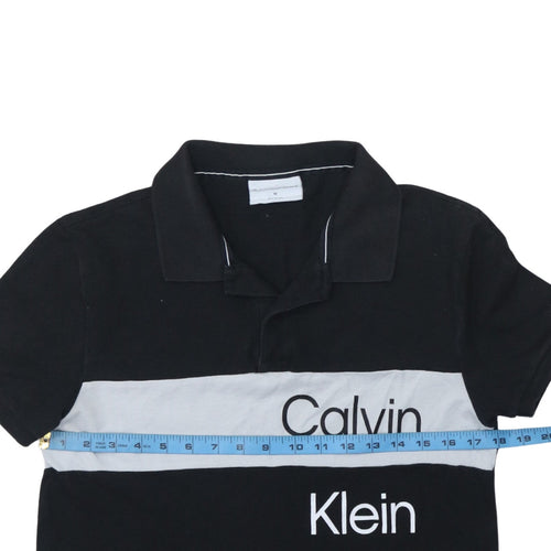 Calvin Klein Jeans Men's Black Colourblock Cotton Polo M