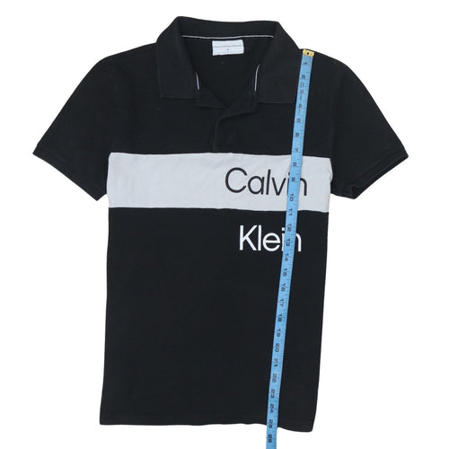 Calvin Klein Jeans Men's Black Colourblock Cotton Polo M