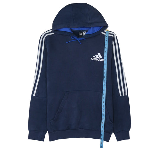 Adidas Men's Blue Pullover Hoodie L Logo Fleece Sportswear