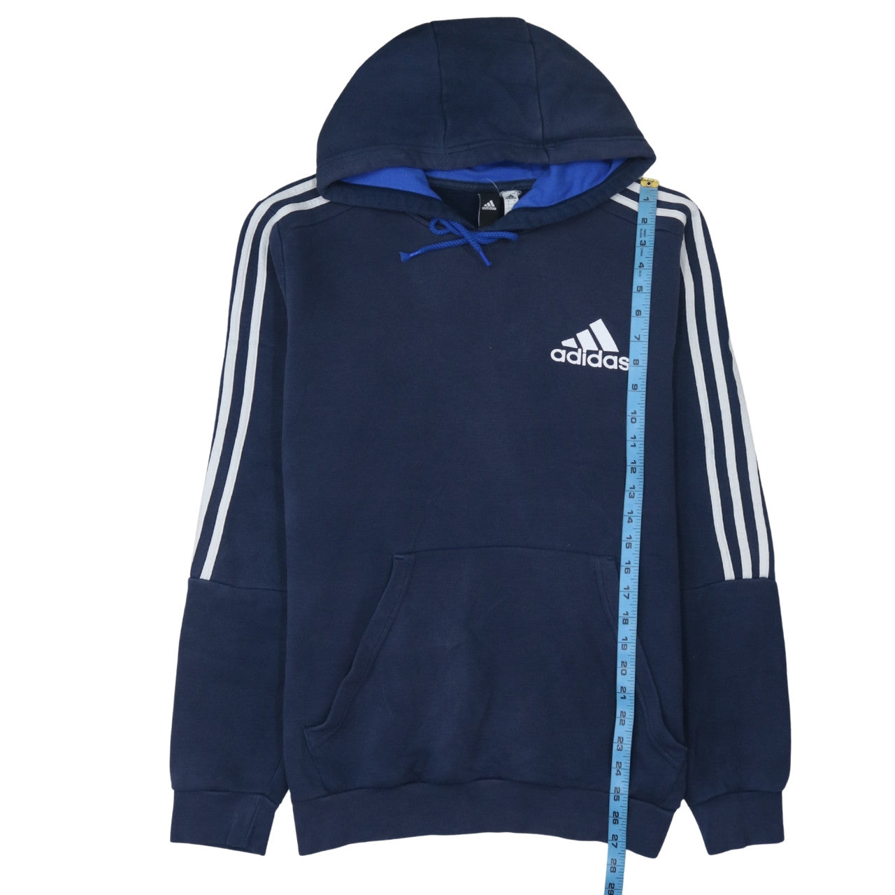 Adidas Men's Blue Pullover Hoodie L Logo Fleece Sportswear