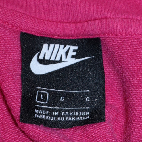 Nike Womens Pink Pullover Hoodie L Cotton Blend Sweatshirt