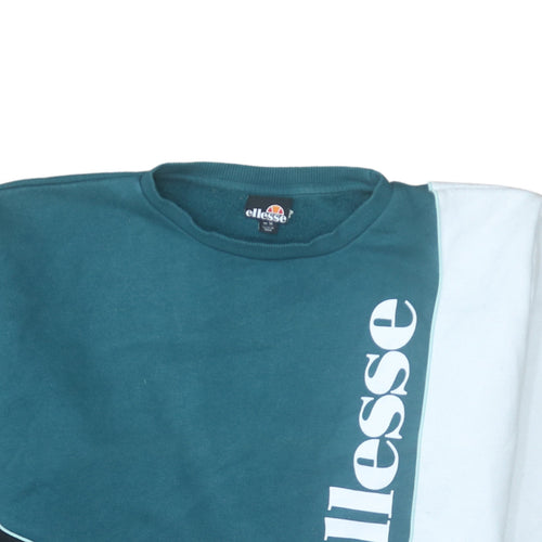 Ellesse Womens Colourblock Green Black White Sweatshirt UK 14