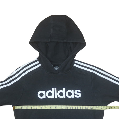 adidas Boys Black Pullover Hoodie 13-14 Years Fleece Sports Sweatshirt