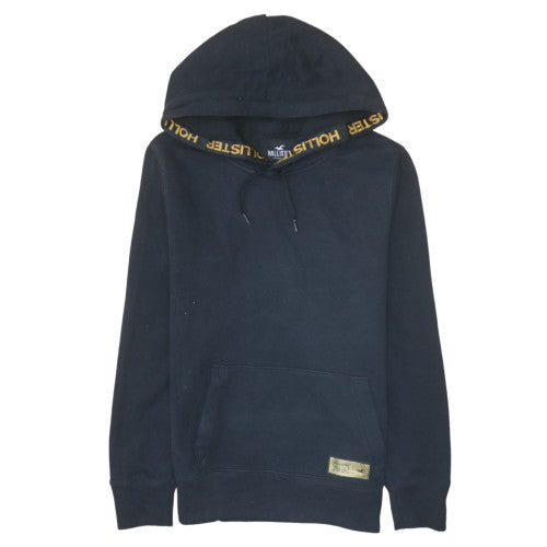 Hollister Men's Black XS Pullover Fleece Hoodie with Logo Trim