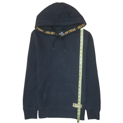 Hollister Men's Black XS Pullover Fleece Hoodie with Logo Trim
