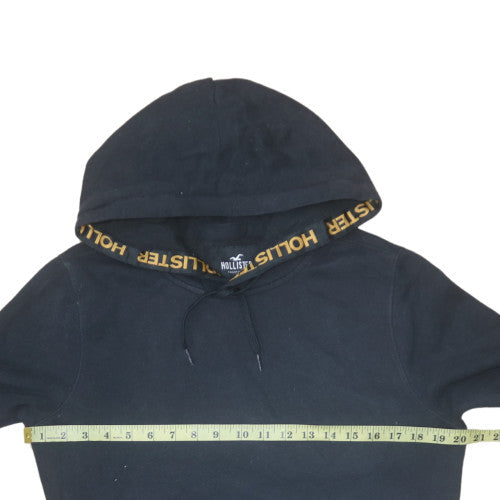 Hollister Men's Black XS Pullover Fleece Hoodie with Logo Trim