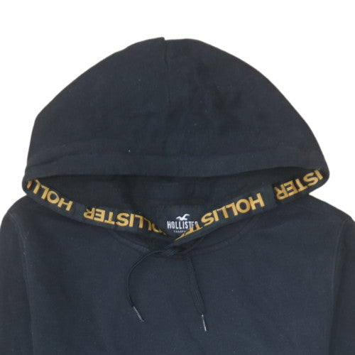 Hollister Men's Black XS Pullover Fleece Hoodie with Logo Trim