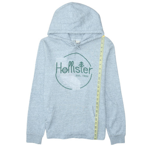 Hollister Mens Grey Logo Pullover Hoodie S Fleece Cotton Blend