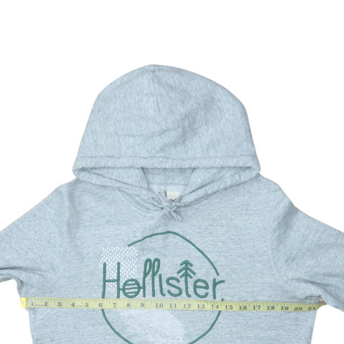 Hollister Mens Grey Logo Pullover Hoodie S Fleece Cotton Blend