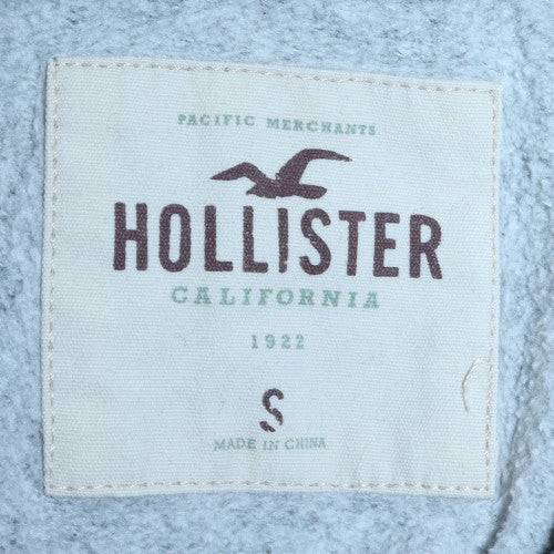 Hollister Mens Grey Logo Pullover Hoodie S Fleece Cotton Blend