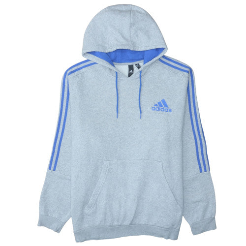 Adidas Mens Grey 2XL Pullover Hoodie with Blue Logo Sportswear
