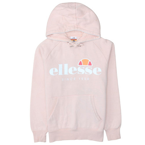 Ellesse Womens Pink Pullover Hoodie Medium Logo Hooded Sweatshirt