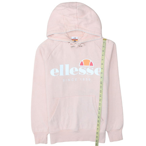 Ellesse Womens Pink Pullover Hoodie Medium Logo Hooded Sweatshirt