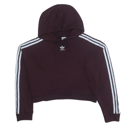 Adidas Womens Burgundy Cropped Hoodie Size 8 Cotton Blend