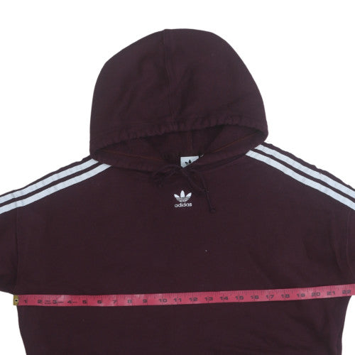 Adidas Womens Burgundy Cropped Hoodie Size 8 Cotton Blend