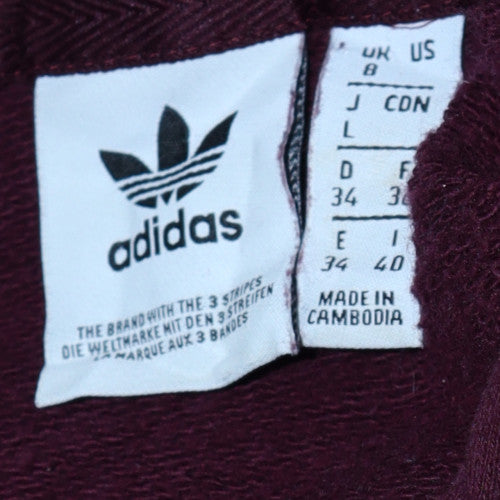 Adidas Womens Burgundy Cropped Hoodie Size 8 Cotton Blend