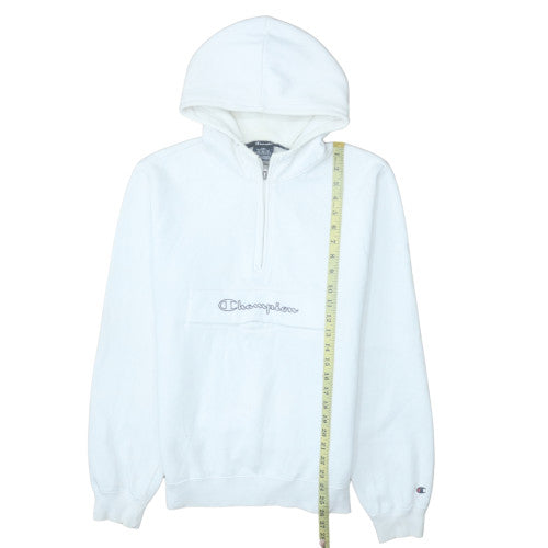 Champion Men's White Medium 1/2 Zip Hoodie Sweatshirt