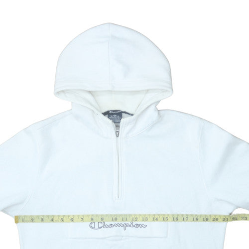 Champion Men's White Medium 1/2 Zip Hoodie Sweatshirt