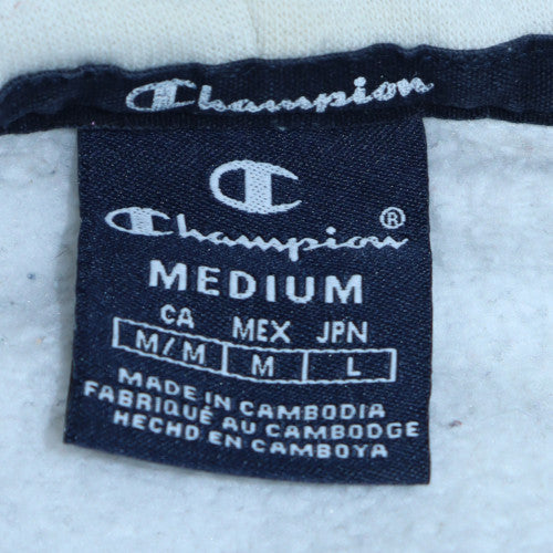 Champion Men's White Medium 1/2 Zip Hoodie Sweatshirt