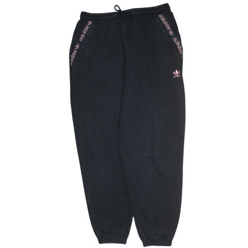 Adidas Womens Black Jogger Sweatpants Size 15 Fleece Elastic Waist