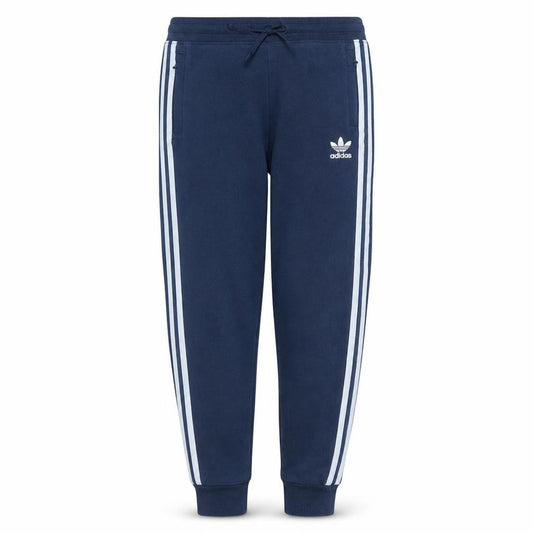 Front view of Adidas boys’ blue 12-13 years jogger trousers with side stripes