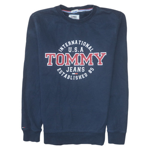 Tommy Jeans Men Blue Regular Fit Crew Neck Logo Sweatshirt S
