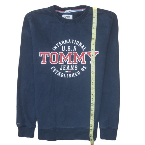 Tommy Jeans Men Blue Regular Fit Crew Neck Logo Sweatshirt S