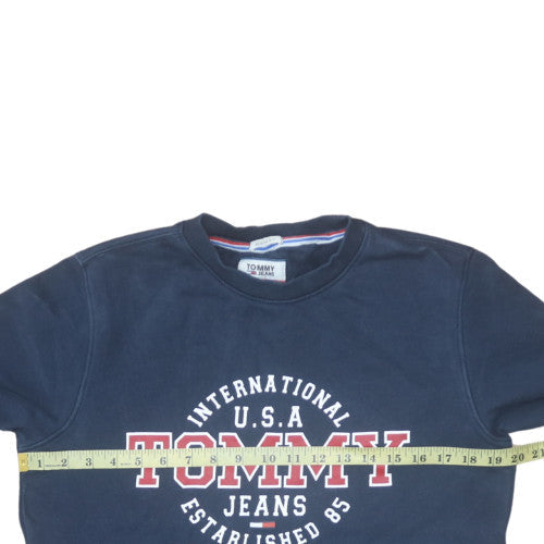 Tommy Jeans Men Blue Regular Fit Crew Neck Logo Sweatshirt S