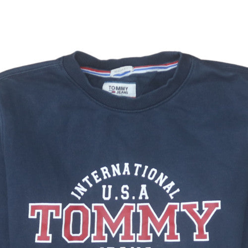 Tommy Jeans Men Blue Regular Fit Crew Neck Logo Sweatshirt S
